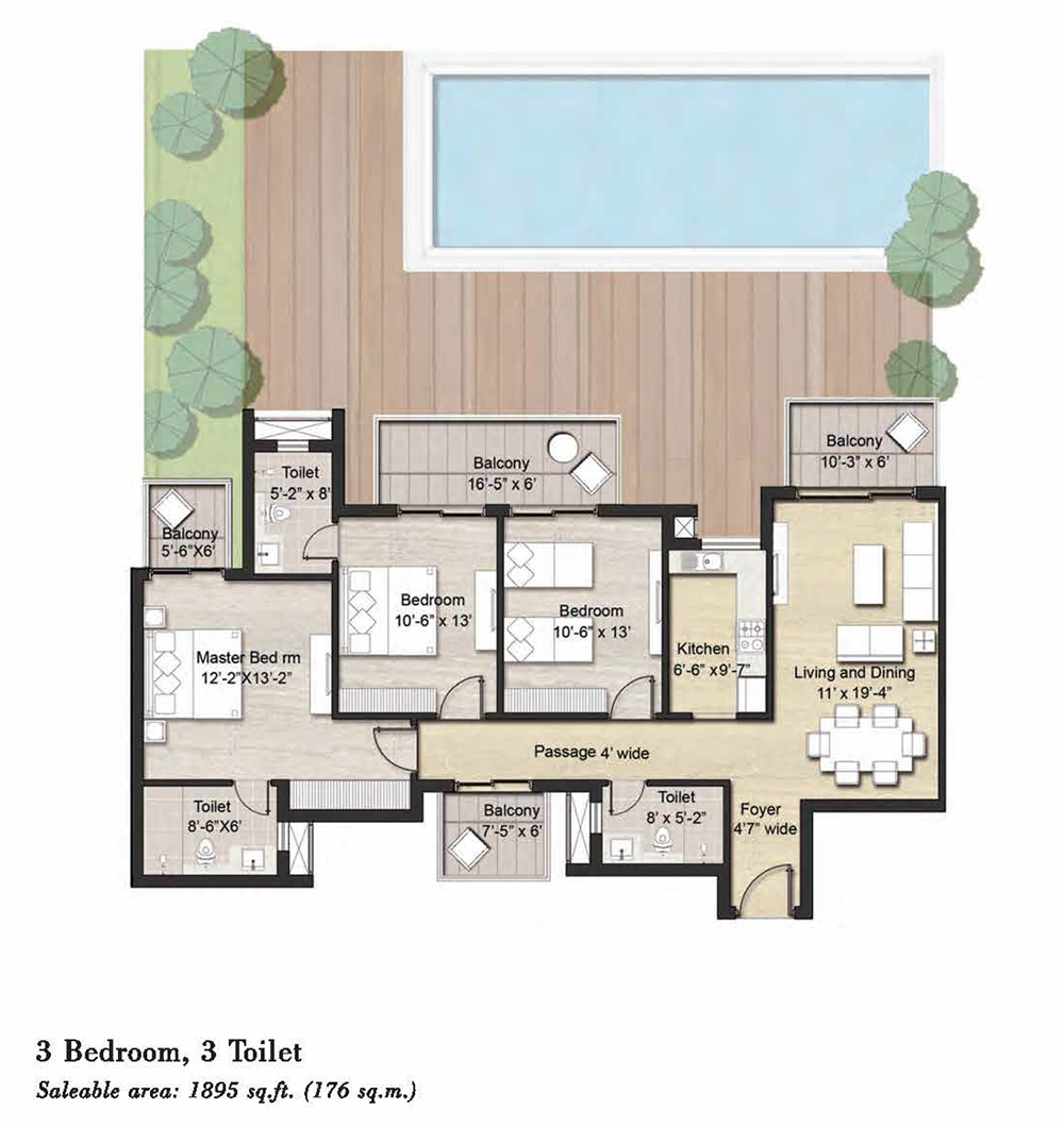 Puri Aanandvilas 3 Bedrooms, 3 Toilets